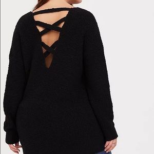Strappy cross cross back sweater